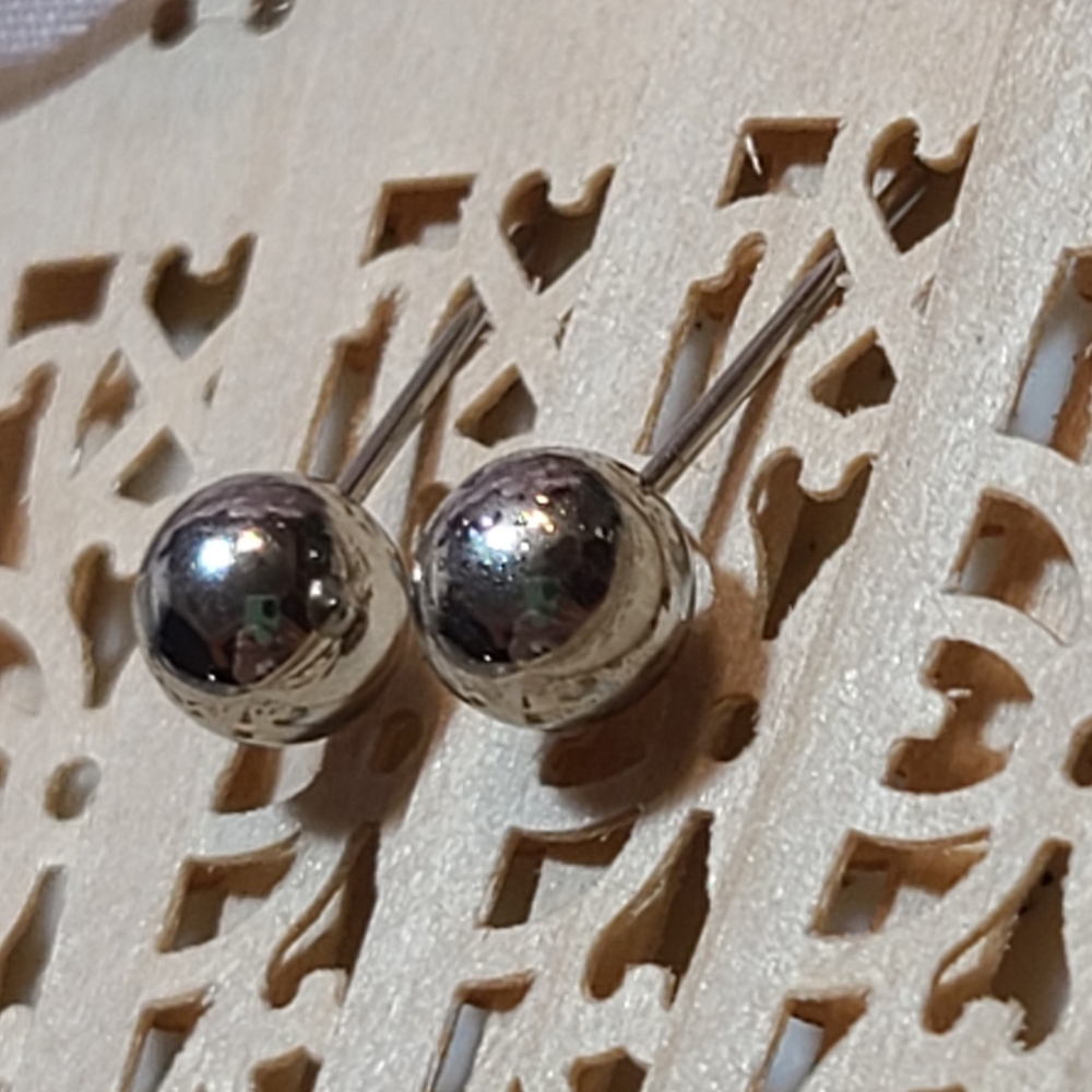 Elegant Silver Stud Ball Earrings